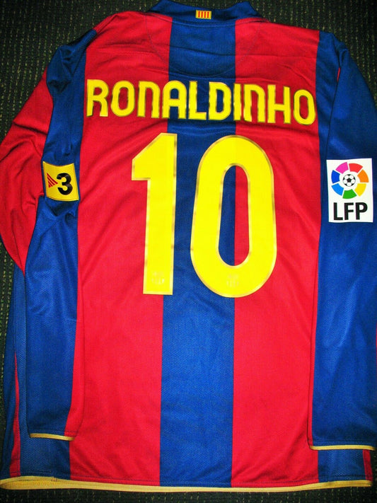 Ronaldinho Barcelona 2007 2008 PLAYER ISSUE Jersey Shirt Camiseta Maglia L - foreversoccerjerseys