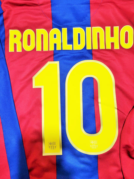 Ronaldinho Barcelona Anniversary 2007 2008 Long Sleeve Soccer Jersey Shirt M SKU# 244793-655 Nike