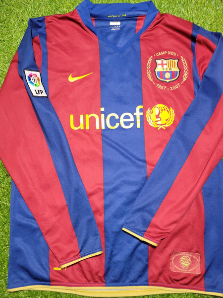 Ronaldinho Barcelona Anniversary 2007 2008 Long Sleeve Soccer Jersey Shirt M SKU# 244793-655 Nike