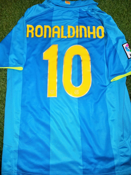 Ronaldinho Barcelona Anniversary Away Jersey 2007 2008 Shirt Camiseta Maglia L SKU# 237743-414 foreversoccerjerseys