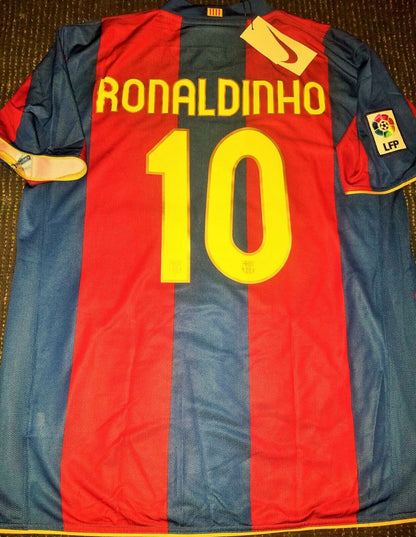 Ronaldinho Barcelona Anniversary Jersey 2007 2008 Shirt Camiseta Maglia BNWT XL - foreversoccerjerseys