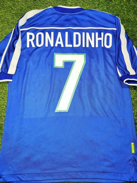 Ronaldinho Brazil 1998 1999 Away Soccer Jersey Shirt L Nike