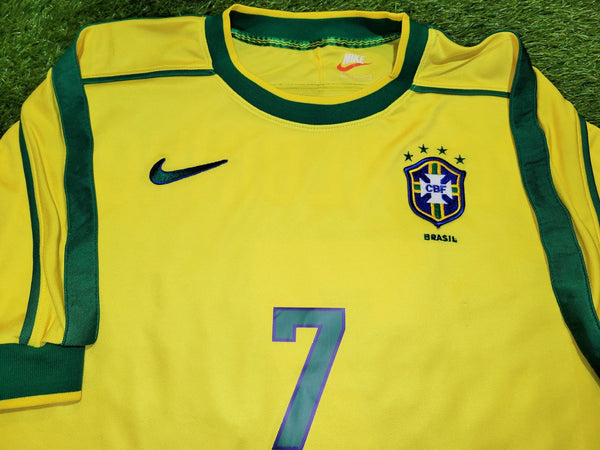 Ronaldinho Brazil 1999 CONFEDERATIONS CUP Home Nike Jersey Shirt Camiseta L foreversoccerjerseys