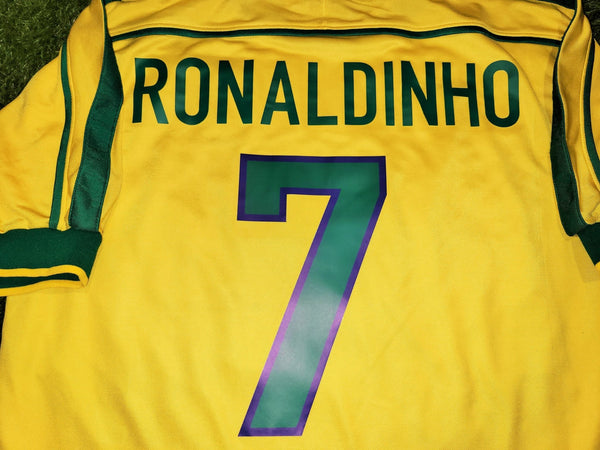 Ronaldinho Brazil 1999 CONFEDERATIONS CUP Home Nike Jersey Shirt Camiseta L foreversoccerjerseys