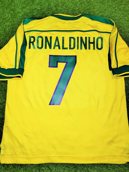 Ronaldinho Brazil 1999 CONFEDERATIONS CUP Home Nike Jersey Shirt Camiseta L foreversoccerjerseys
