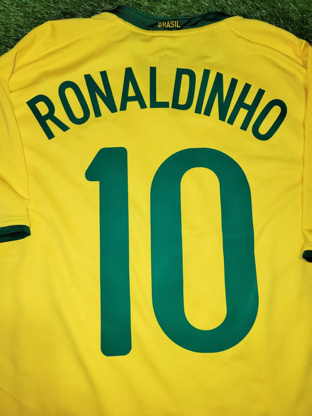 Ronaldinho Nike Brazil 2008 Home Soccer Jersey Shirt L SKU# 258949-703 Nike