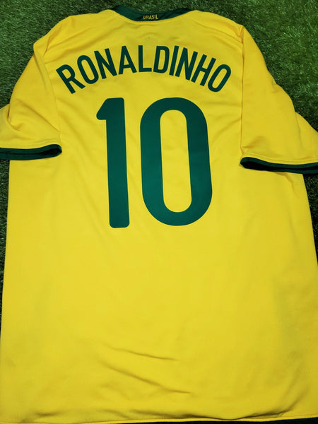 Ronaldinho Nike Brazil 2008 Home Soccer Jersey Shirt L SKU# 258949-703 Nike