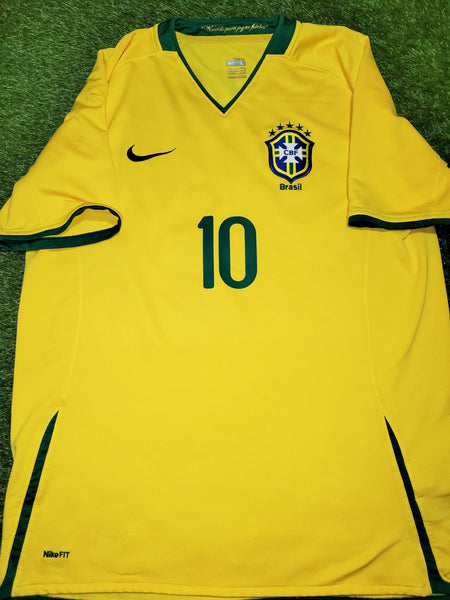 Ronaldinho Nike Brazil 2008 Home Soccer Jersey Shirt L SKU# 258949-703 Nike