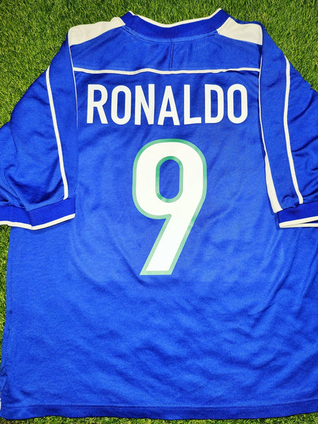 Ronaldo Brazil 1998 WORLD CUP Away Soccer Jersey Shirt L Nike