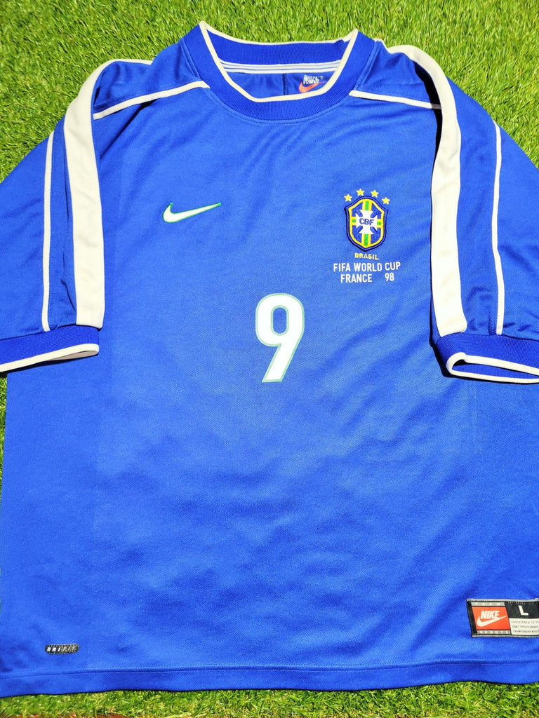Ronaldo Brazil 1998 WORLD CUP Away Soccer Jersey Shirt L Nike