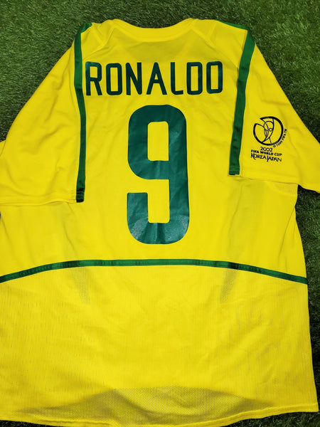 Ronaldo Brazil 2002 WORLD CUP Soccer Home Jersey Shirt L Nike