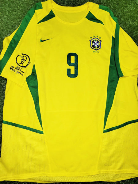 Ronaldo Brazil 2002 WORLD CUP Soccer Home Jersey Shirt L Nike