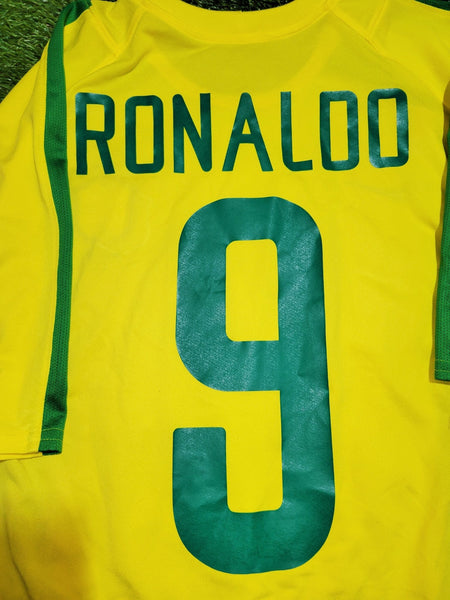 Ronaldo Brazil 2002 WORLD CUP Soccer Home Jersey Shirt L Nike