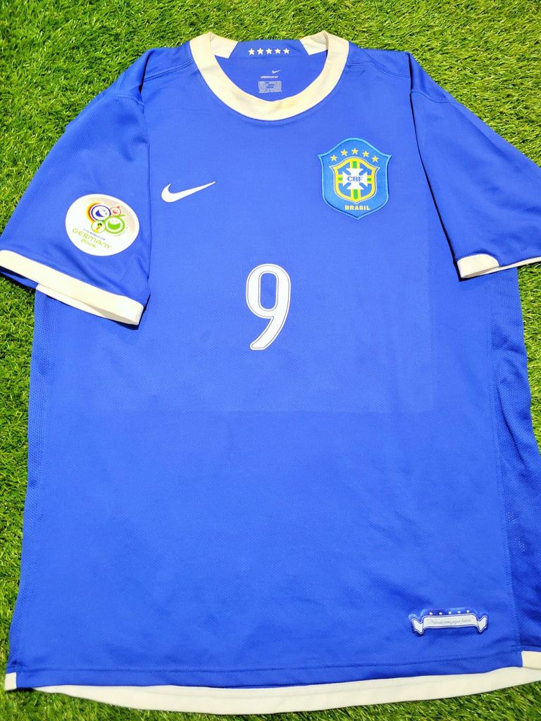 Ronaldo Brazil 2006 World Cup Blue Away Jersey Shirt Camiseta L SKU# 103890 Nike