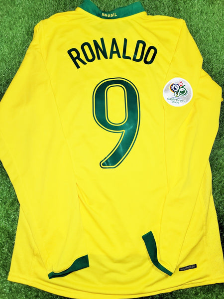 Ronaldo Brazil 2006 World Cup Home Long Sleeve Soccer Jersey Shirt M Nike