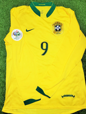 Ronaldo Brazil 2006 World Cup Home Long Sleeve Soccer Jersey Shirt M Nike