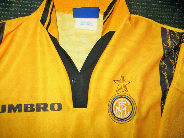 Ronaldo Inter Milan 1997 1998 DEBUT Yellow Jersey Shirt Maglia XL - foreversoccerjerseys
