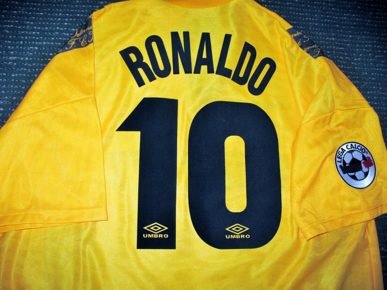 Ronaldo Inter Milan 1997 1998 DEBUT Umbro Yellow Away Third Jersey Shirt Maglia XL