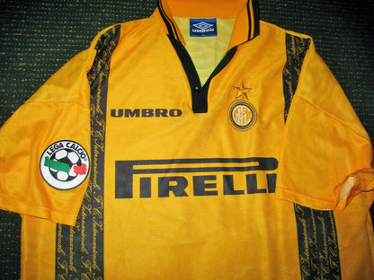 Ronaldo Inter Milan 1997 1998 DEBUT Yellow Jersey Shirt Maglia XL - foreversoccerjerseys