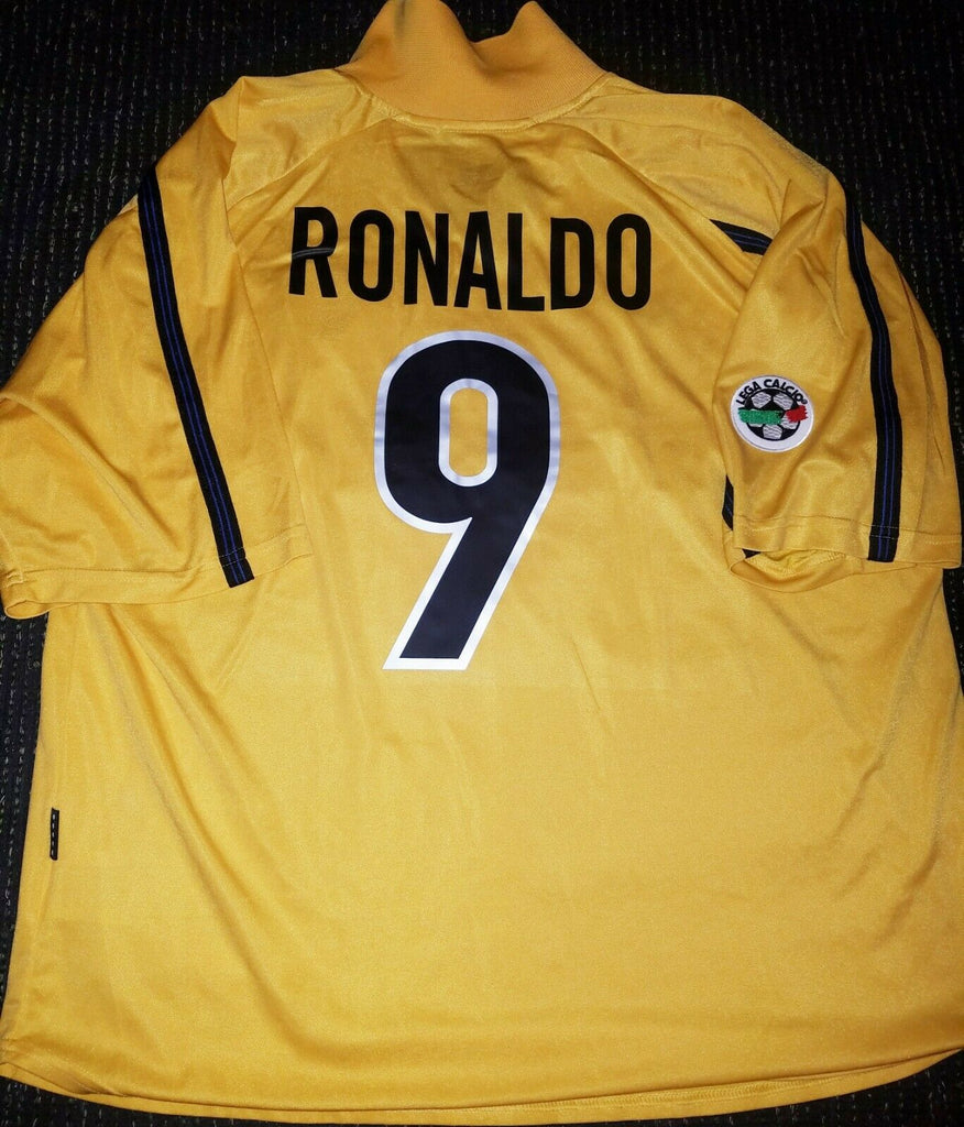 Ronaldo Inter Milan 1999 2000 Yellow Jersey Shirt Maglia XL - foreversoccerjerseys