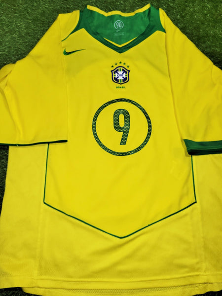 Ronaldo Nike Brazil 2004 Home Soccer Jersey Shirt L SKU# F5AOG 116603 Nike