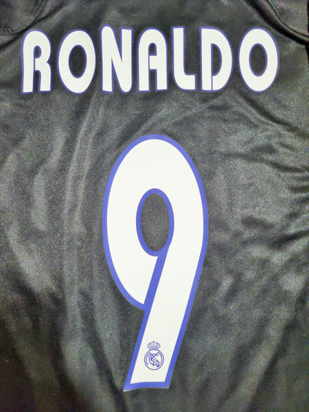Ronaldo Real Madrid Black Away 2004 2005 Soccer Jersey Shirt L SKU# 367826 Adidas