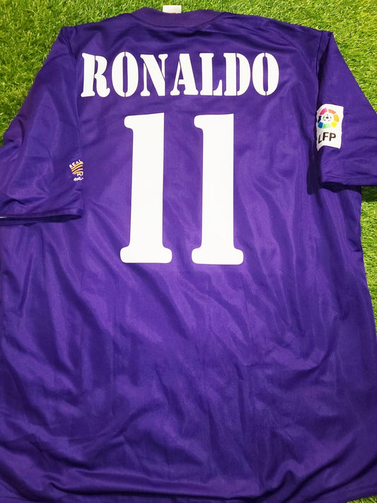 Ronaldo Real Madrid CENTENARY DEBUT SEASON 2002 2003 Third Purple Reversible Jersey Shirt L SKU# 156649 ASR001/05 foreversoccerjerseys
