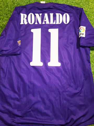 Ronaldo Real Madrid CENTENARY DEBUT SEASON 2002 2003 Third Purple Reversible Jersey Shirt L SKU# 156649 ASR001/05 foreversoccerjerseys