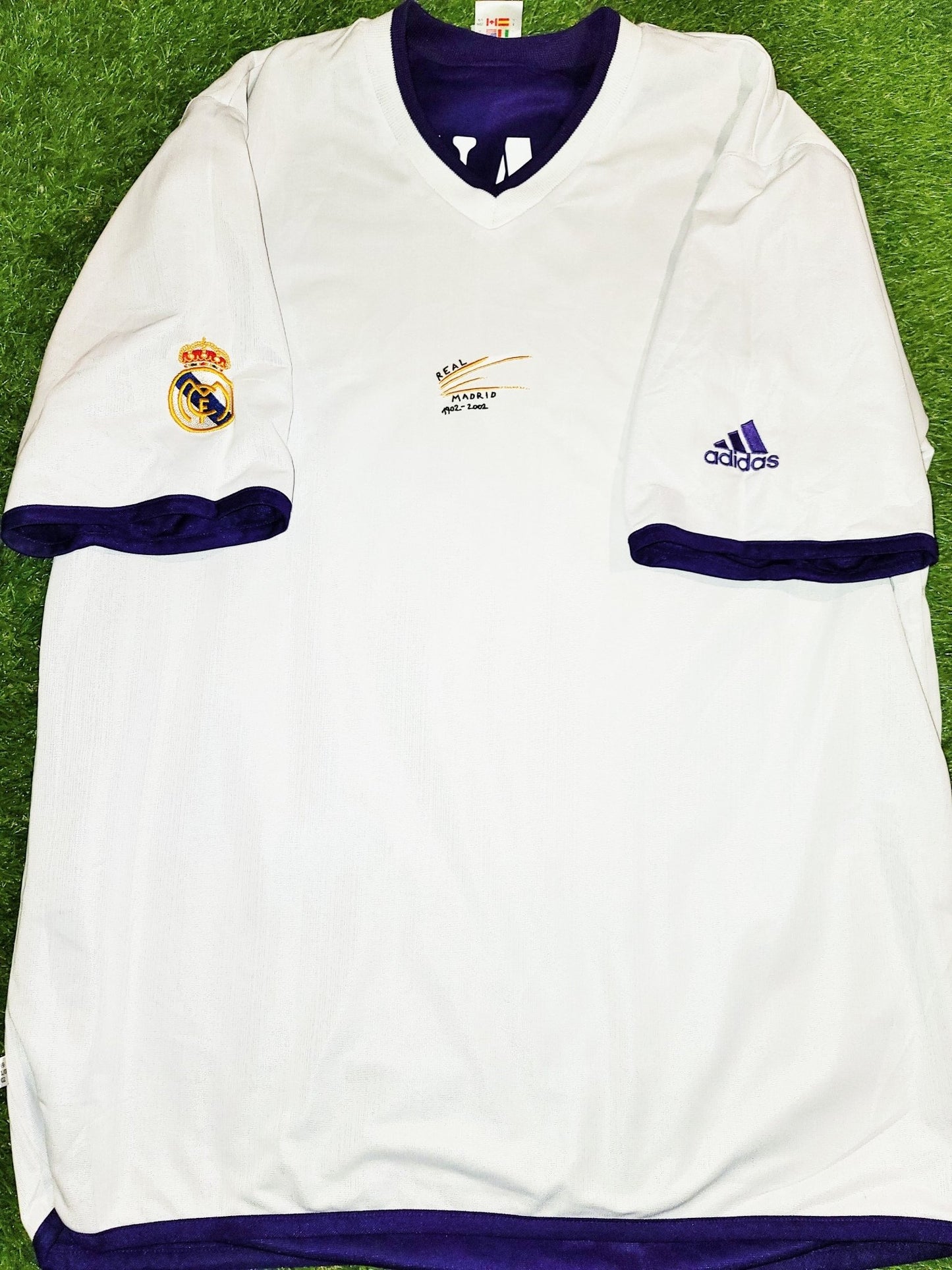 Ronaldo Real Madrid CENTENARY DEBUT SEASON 2002 2003 Third Purple Reversible Jersey Shirt L SKU# 156649 ASR001/05 foreversoccerjerseys