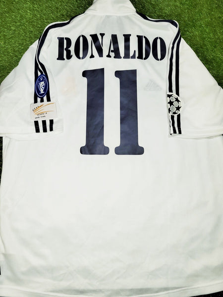 Ronaldo Real Madrid UEFA CENTENARY DEBUT SEASON 2002 2003 Home Soccer Jersey Shirt XL SKU# 134748 Adidas