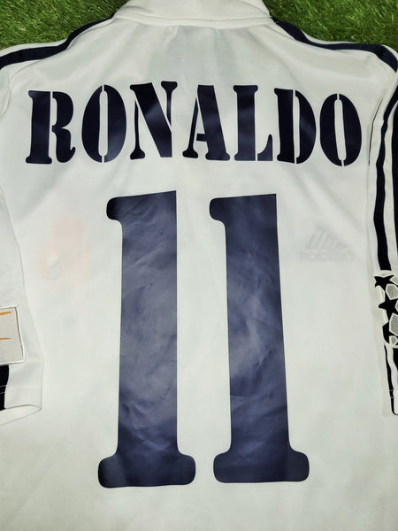 Ronaldo Real Madrid UEFA CENTENARY DEBUT SEASON 2002 2003 Home Soccer Jersey Shirt XL SKU# 134748 Adidas