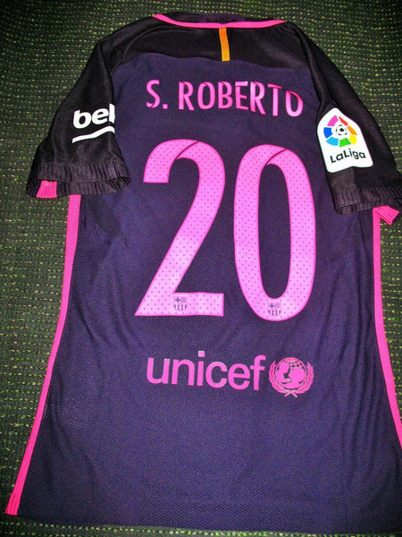 Sergi Roberto Barcelona 2016 2017 MATCH WORN Purple Jersey Shirt Camiseta - foreversoccerjerseys