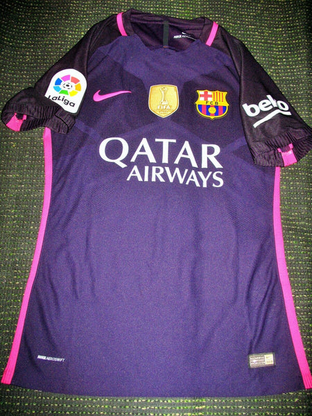 Sergi Roberto Barcelona 2016 2017 MATCH WORN Purple Jersey Shirt Camiseta - foreversoccerjerseys