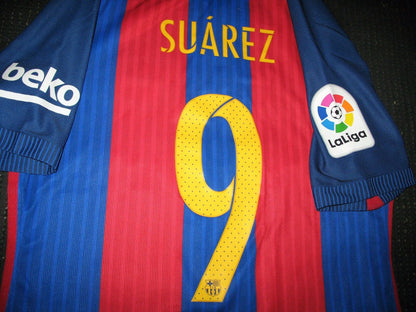 Suarez Barcelona Match Worn Jersey 2016 - 2017 Shirt Camiseta - foreversoccerjerseys