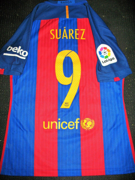 Suarez Barcelona Match Worn Jersey 2016 - 2017 Shirt Camiseta - foreversoccerjerseys