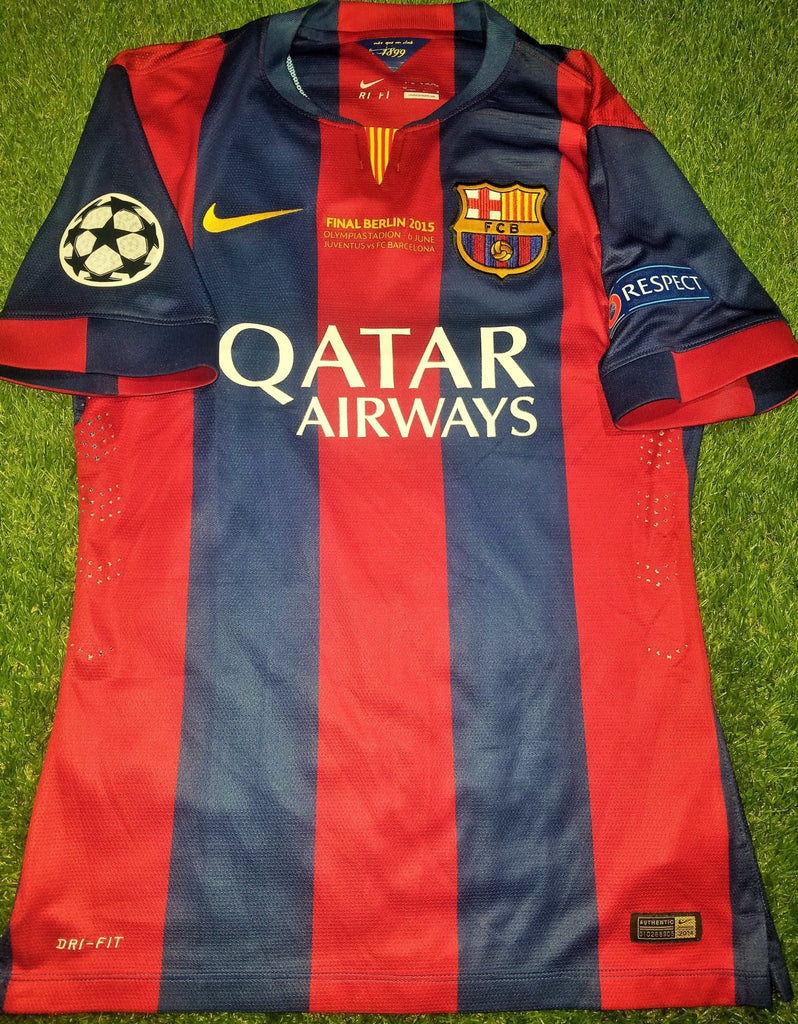 Barcelona UEFA FINAL TREBLE 2014 2015 PLAYER ISSUE Jersey Shirt – foreversoccerjerseys