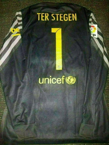 Ter Stegen Barcelona 2015 2016 Match Worn Black Jersey Shirt Trikot - foreversoccerjerseys