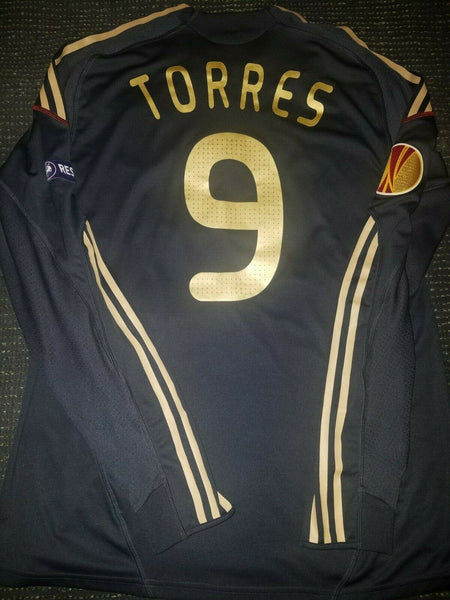 Torres Liverpool 2009 2010 MATCH WORN Black Jersey Shirt Camiseta L - foreversoccerjerseys