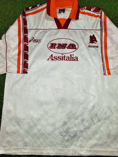 Totti As Roma Asics 1995 1996 Away White Jersey Maglia Shirt XL foreversoccerjerseys