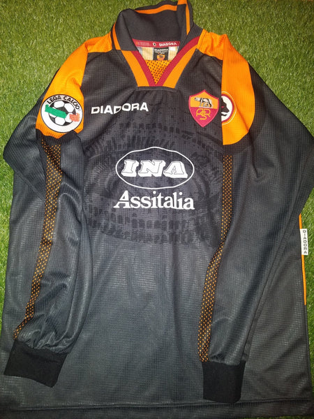 Totti As Roma Diadora 1997 1998 Long Sleeve Black Jersey Maglia Shirt L foreversoccerjerseys
