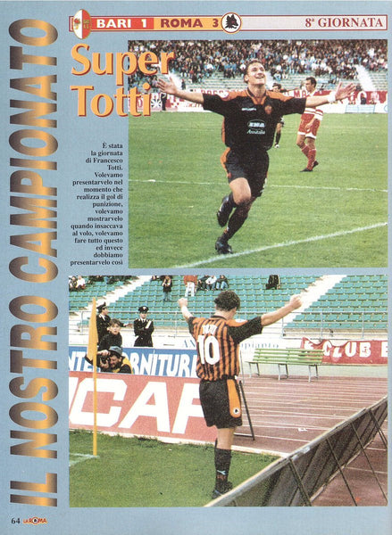 Totti As Roma Diadora 1997 1998 Long Sleeve Black Jersey Maglia Shirt L foreversoccerjerseys