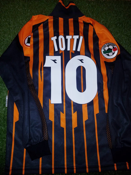 Totti As Roma Diadora 1997 1998 Long Sleeve Black Jersey Maglia Shirt L foreversoccerjerseys