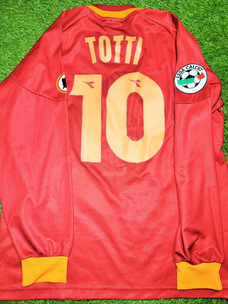 Totti As Roma Diadora 1997 1998 Long Sleeve Home KARDASHIAN Soccer Jersey Maglia Shirt L Diadora