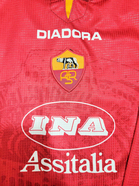 Totti As Roma Diadora 1997 1998 Long Sleeve Home KARDASHIAN Soccer Jersey Maglia Shirt L Diadora