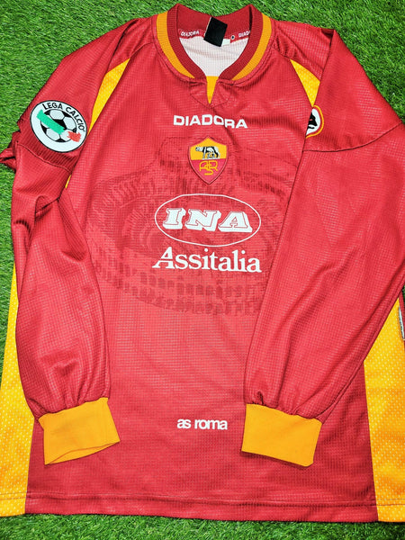 Totti As Roma Diadora 1997 1998 Long Sleeve Home KARDASHIAN Soccer Jersey Maglia Shirt L Diadora