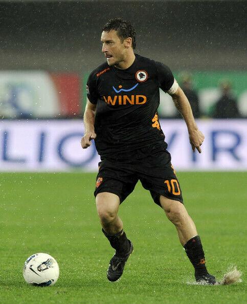 Totti As Roma Kappa 2011 2012 Black Long Sleeve Jersey Maglia Shirt M - foreversoccerjerseys