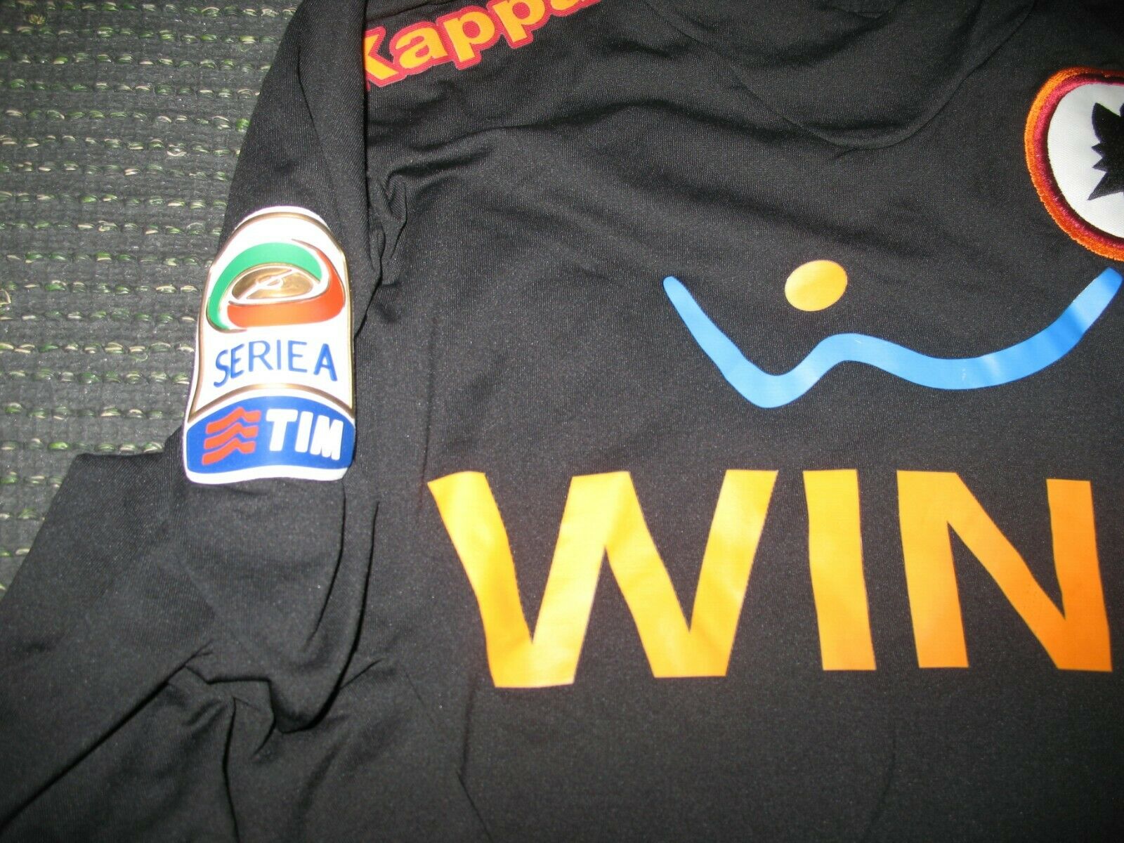 Totti As Roma Kappa 2011 2012 Black Long Sleeve Jersey Maglia Shirt M - foreversoccerjerseys