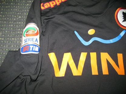Totti As Roma Kappa 2011 2012 Black Long Sleeve Jersey Maglia Shirt M - foreversoccerjerseys