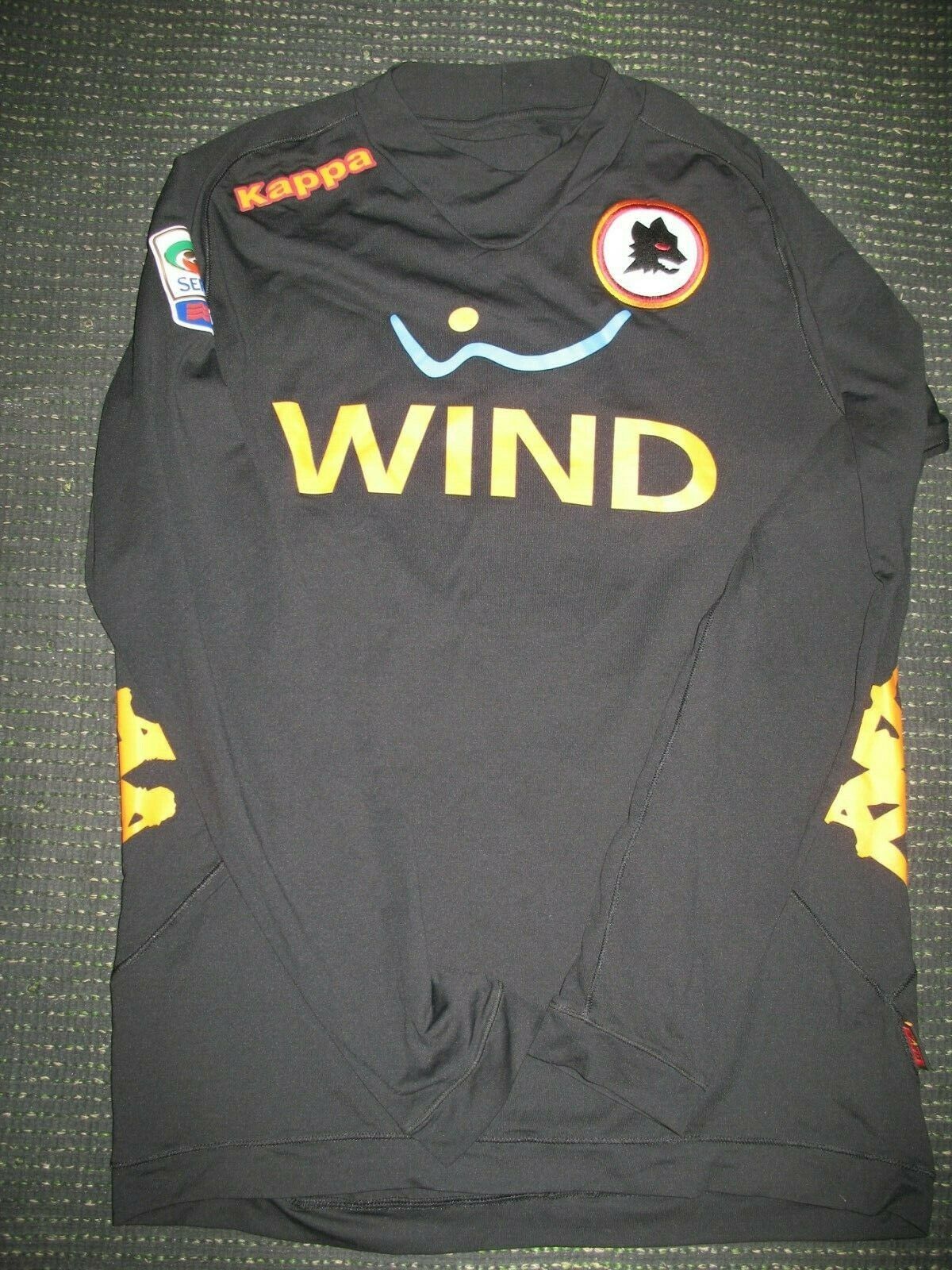 Totti As Roma Kappa 2011 2012 Black Long Sleeve Jersey Maglia Shirt M - foreversoccerjerseys