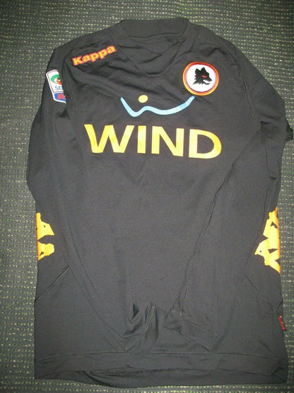 Totti As Roma Kappa 2011 2012 Black Long Sleeve Jersey Maglia Shirt M - foreversoccerjerseys